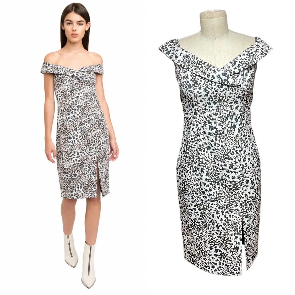 Black Halo Hepburn Off-the-shoulder Sheath Dress In Kaleidoscope Size 0